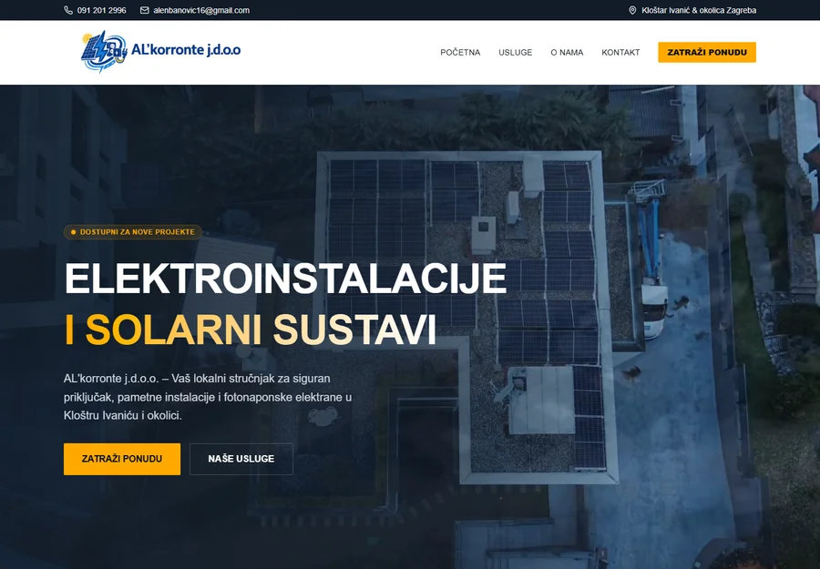 Web stranica tvrtke AL'korronte iz Kloštra Ivanića